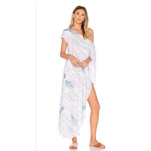 MARA HOFFMAN One Shoulder Dashiki Waves Caftan Swim Coverup NWT Pink Blue NWT